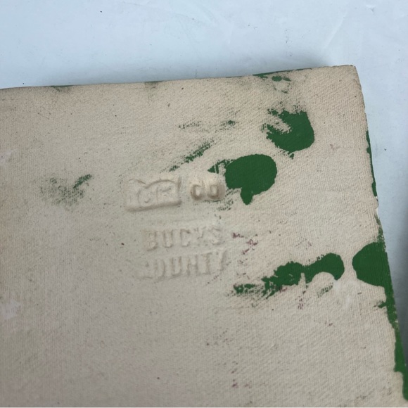 Monrovian Pottery & Tile works PA -vintage repro in green & cream-2pc - Picture 10 of 13